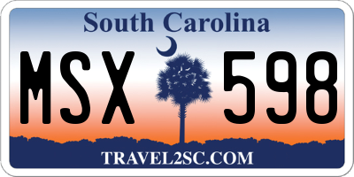 SC license plate MSX598
