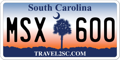 SC license plate MSX600
