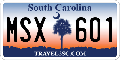 SC license plate MSX601