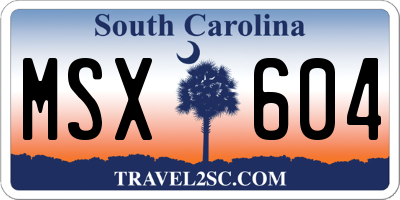 SC license plate MSX604