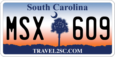 SC license plate MSX609