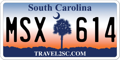 SC license plate MSX614