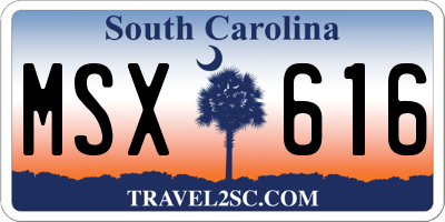 SC license plate MSX616