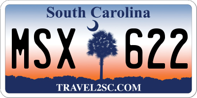 SC license plate MSX622