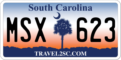 SC license plate MSX623