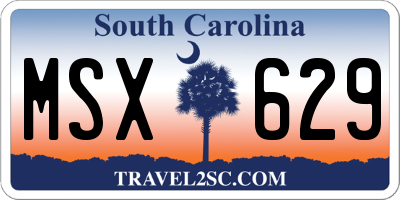 SC license plate MSX629