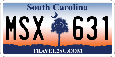 SC license plate MSX631