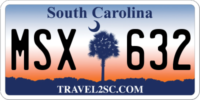SC license plate MSX632