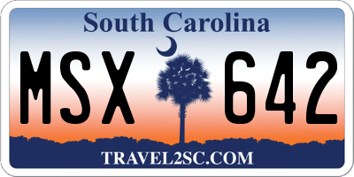 SC license plate MSX642