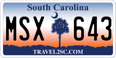 SC license plate MSX643