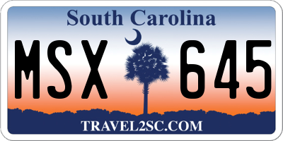 SC license plate MSX645