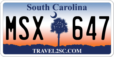 SC license plate MSX647