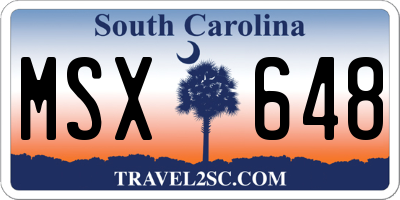 SC license plate MSX648