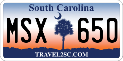 SC license plate MSX650
