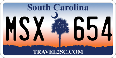 SC license plate MSX654