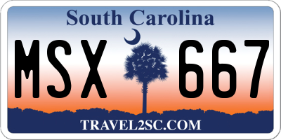 SC license plate MSX667