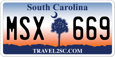 SC license plate MSX669