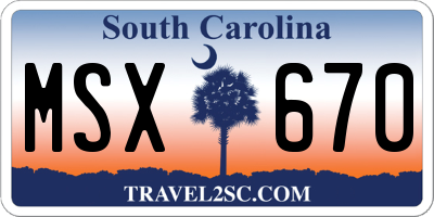 SC license plate MSX670