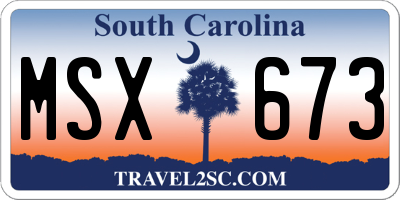 SC license plate MSX673