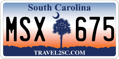 SC license plate MSX675