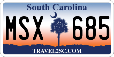 SC license plate MSX685
