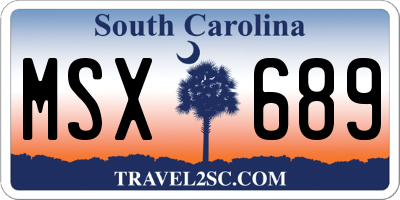 SC license plate MSX689