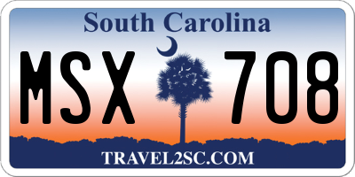 SC license plate MSX708