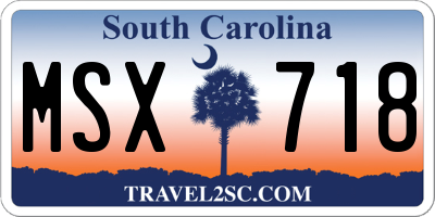 SC license plate MSX718