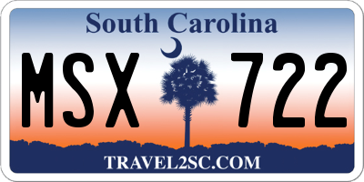 SC license plate MSX722