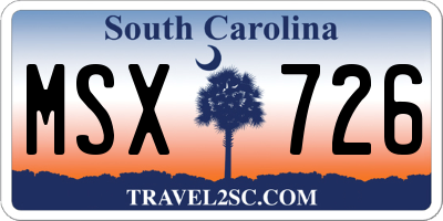 SC license plate MSX726