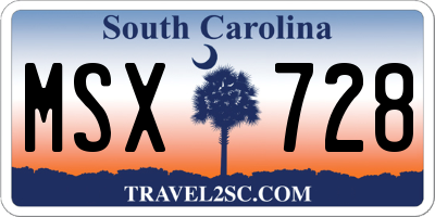 SC license plate MSX728