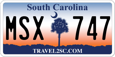 SC license plate MSX747