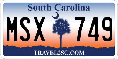 SC license plate MSX749