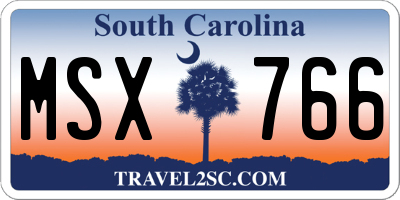 SC license plate MSX766