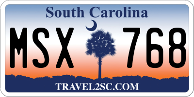 SC license plate MSX768