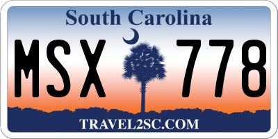 SC license plate MSX778