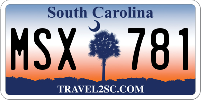 SC license plate MSX781