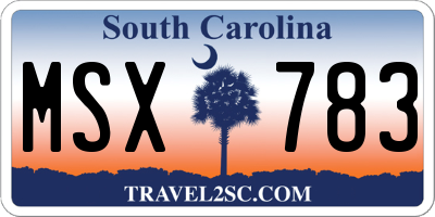 SC license plate MSX783