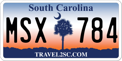 SC license plate MSX784