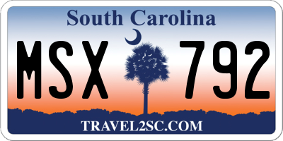 SC license plate MSX792