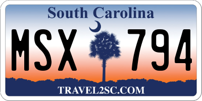SC license plate MSX794