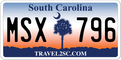 SC license plate MSX796