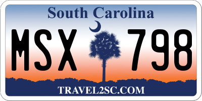SC license plate MSX798