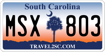 SC license plate MSX803