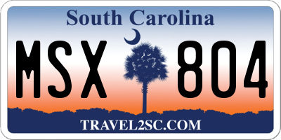 SC license plate MSX804