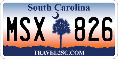 SC license plate MSX826