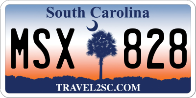 SC license plate MSX828