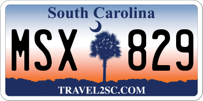 SC license plate MSX829