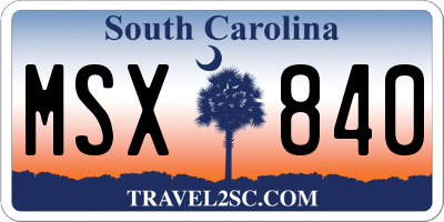 SC license plate MSX840
