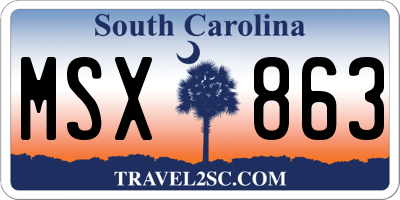 SC license plate MSX863
